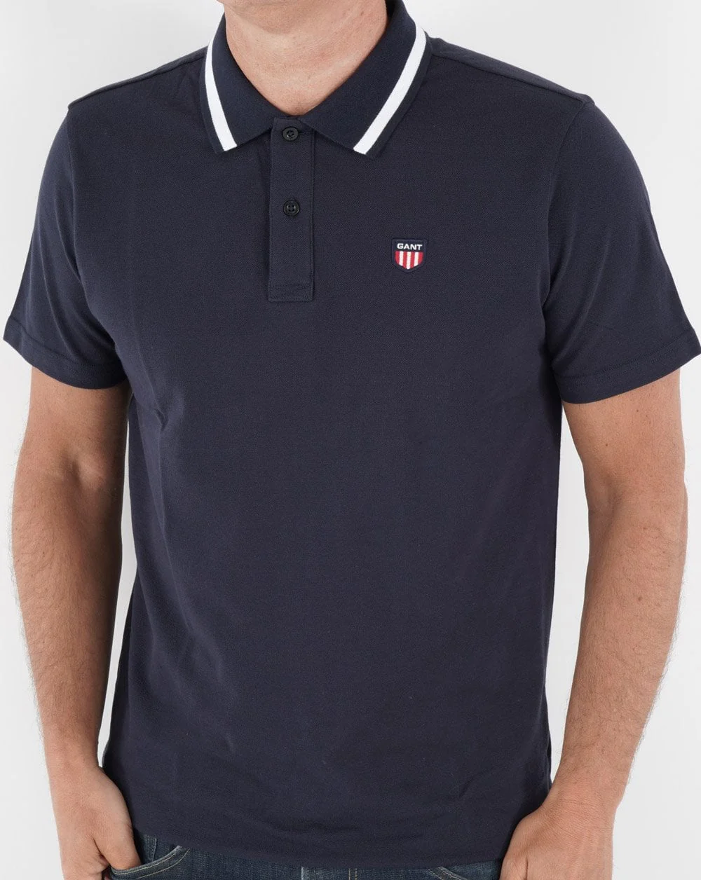 Gant Retro Shield Pique Short Sleeve Polo Navy