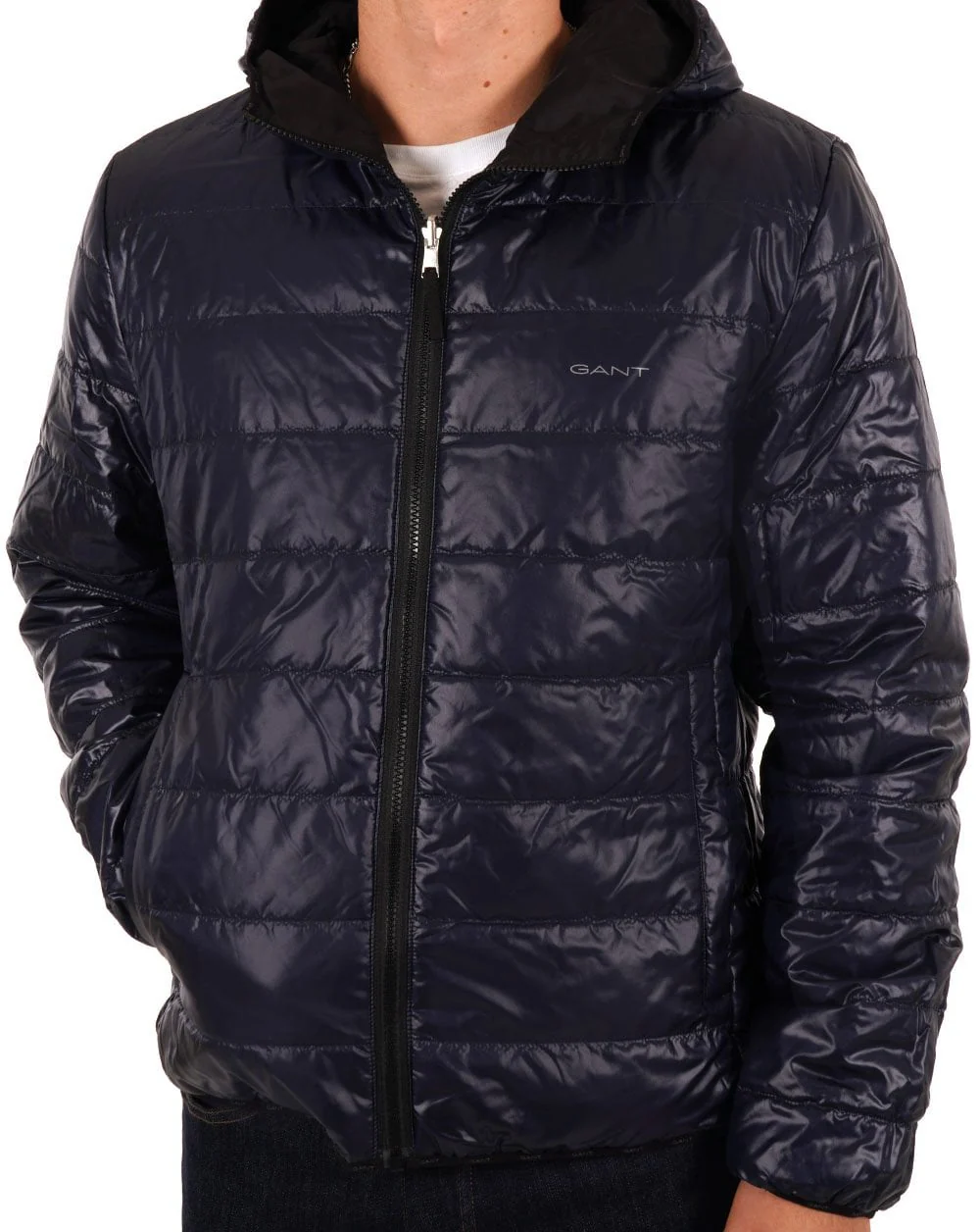 Gant Reversible Hooded Jacket Black/Blue - Image 4