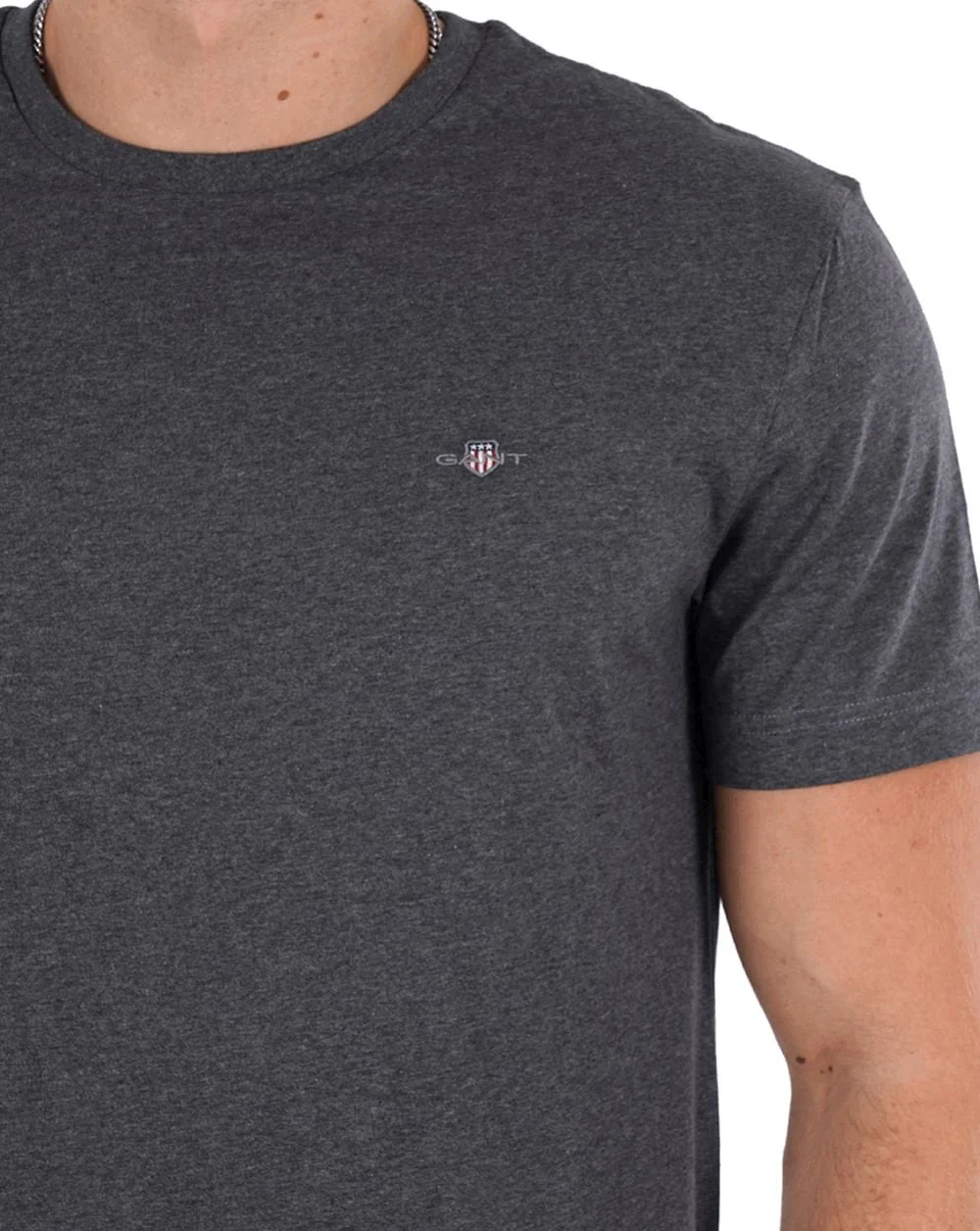 Gant Shield Crew T-shirt Dark Grey Melange - Image 2