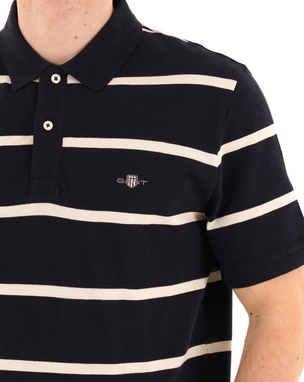 Gant Striped Polo Shirt Navy Blue - Image 2