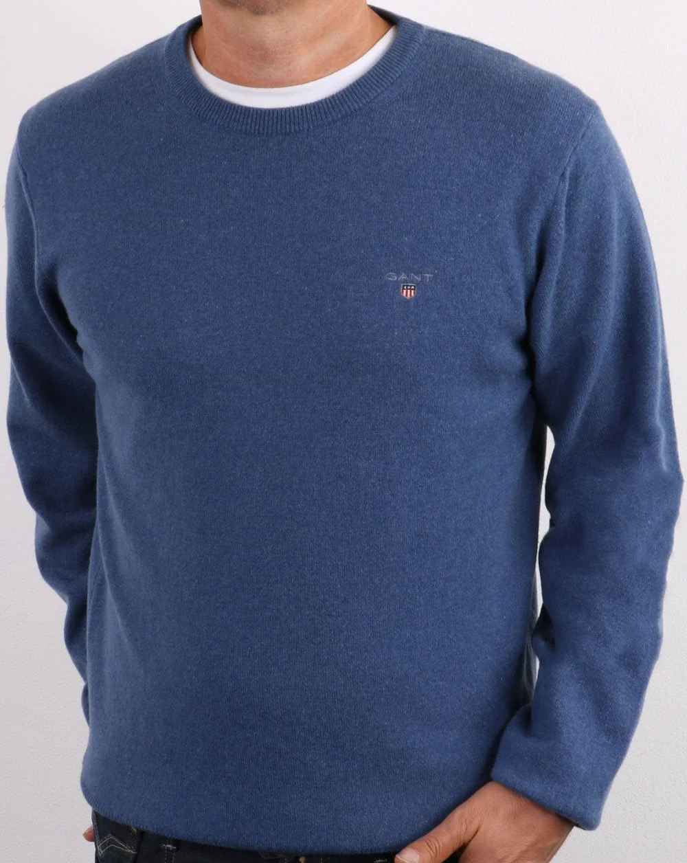 Gant Superfine Lambswool Crew Neck Stone Blue