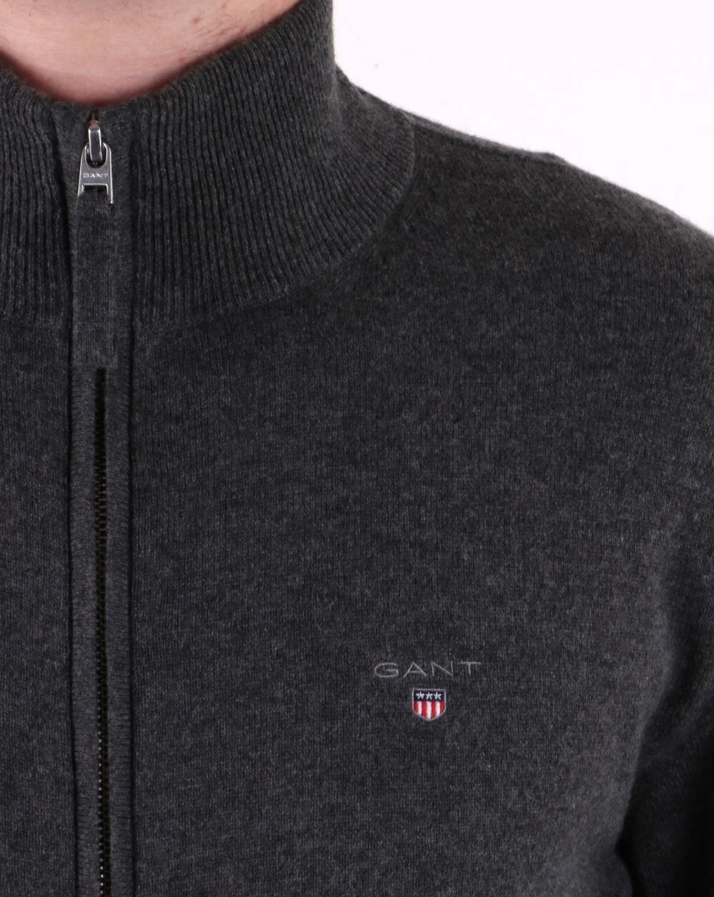 Gant Superfine Lambswool Zip Cardigan Dark Grey - Image 4