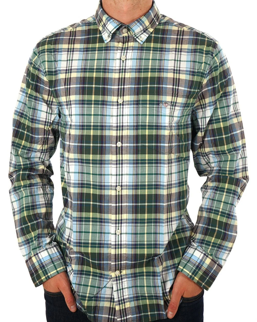 Gant Tartan Checked Poplin Shirt Deep Forest Green