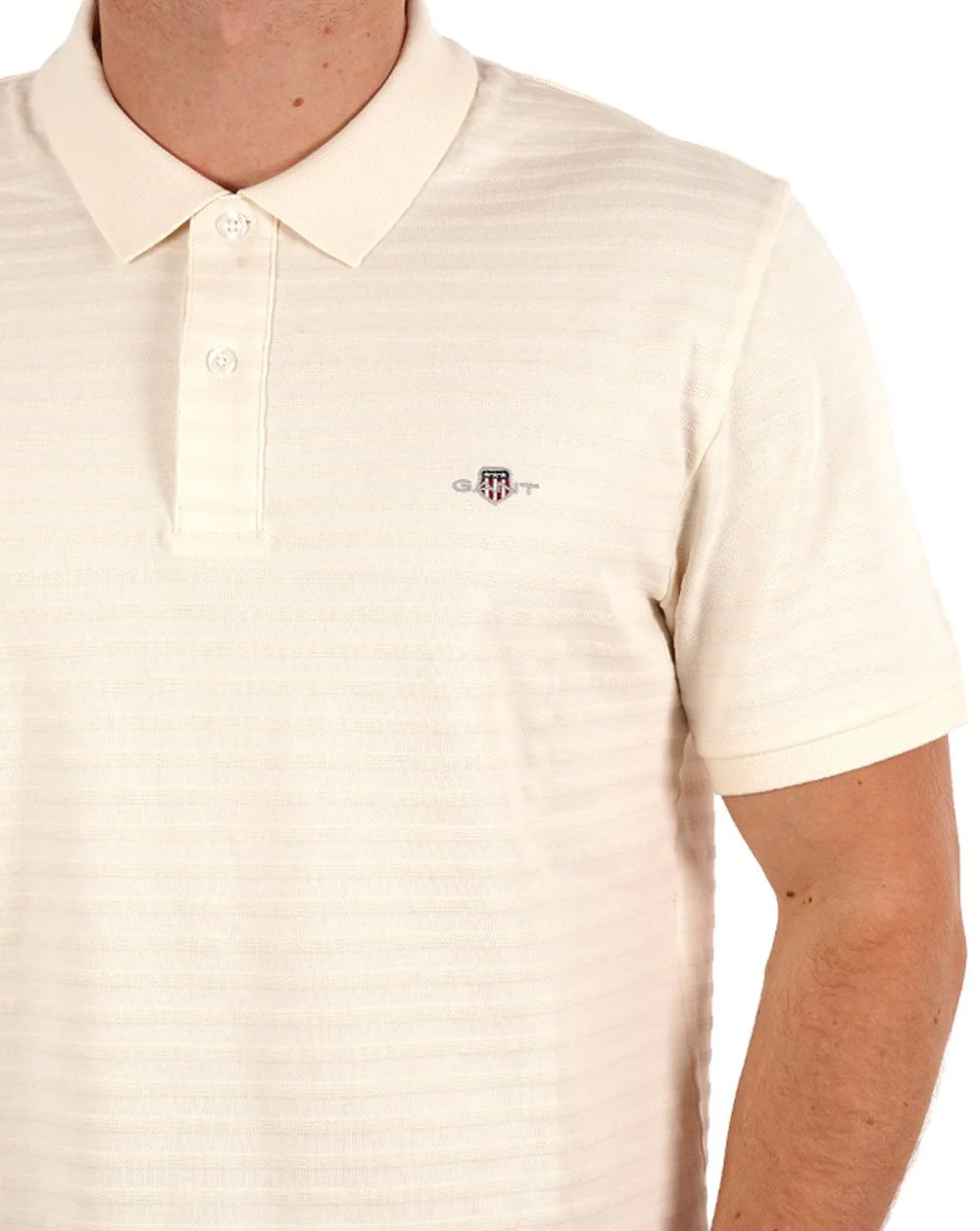 Gant Textured Stripe Polo Shirt Cream - Image 2