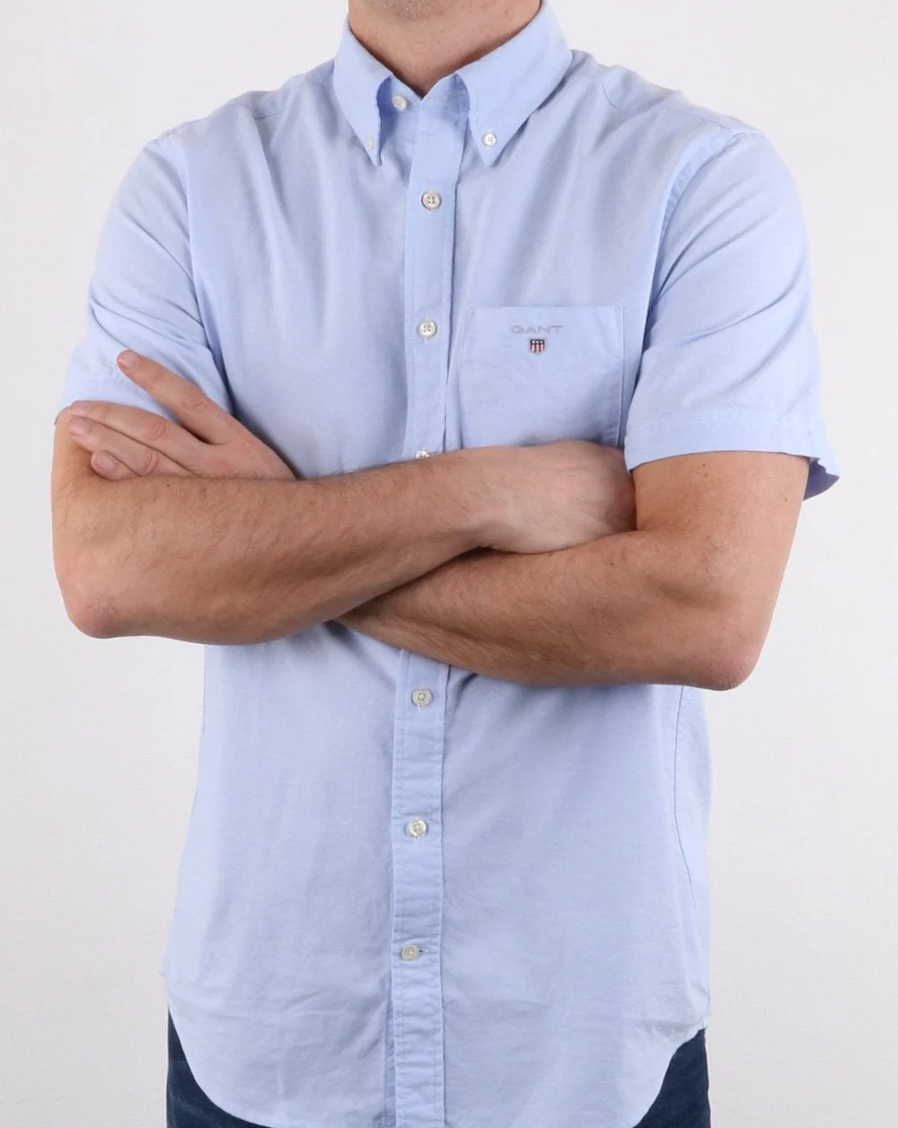 Gant The Oxford Shirt Reg Short Sleeve Shirt Capri Blue - Image 3