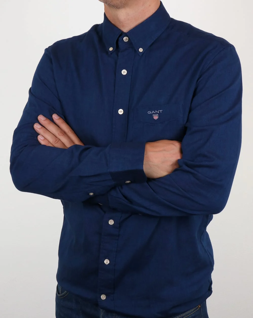 Gant Winter Double Face Check Shirt Dark Indigo - Image 3