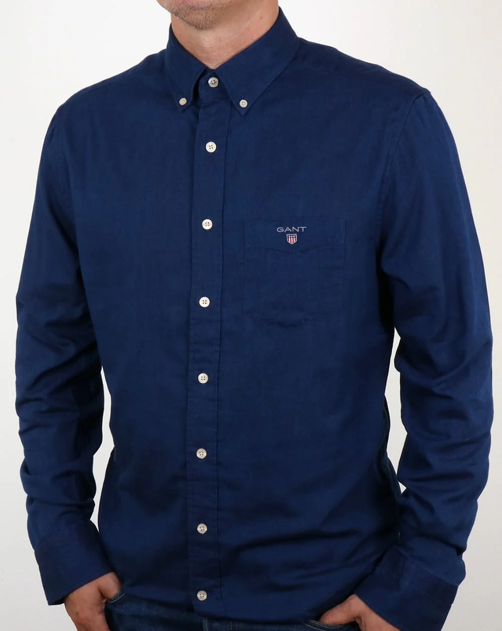 Gant Winter Double Face Check Shirt Dark Indigo - Image 4