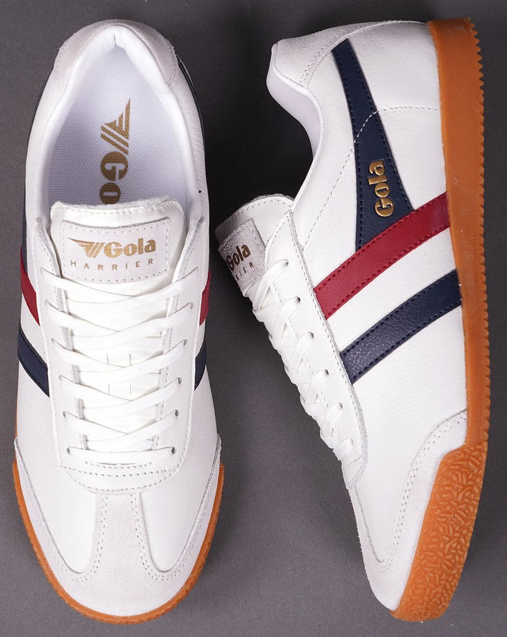 Gola Harrier Leather Trainer White/Navy/Red - Image 4