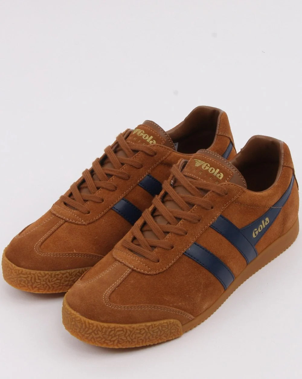 Gola Harrier Suede Trainer Caramel/navy - Image 3
