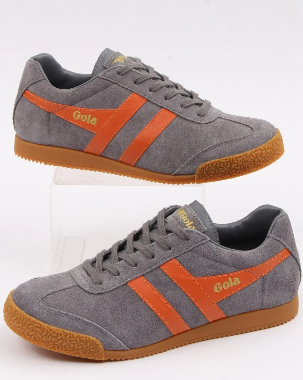 Gola Harrier Suede Trainer Grey/Orange - Image 3