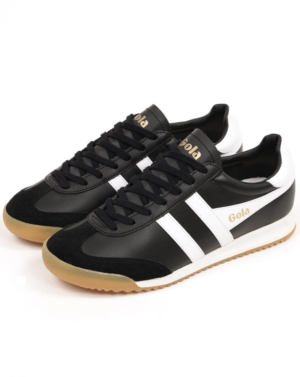 Gola Torpedo Leather Trainers Black/White/Gum - Image 2