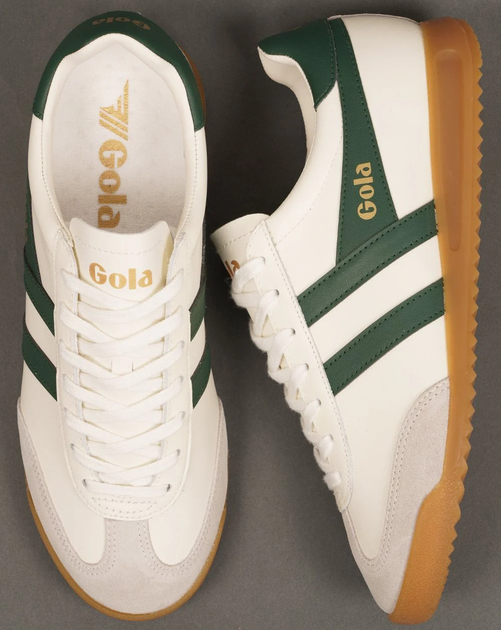 Gola Torpedo Leather Trainers Off White / Evergreen - Image 4