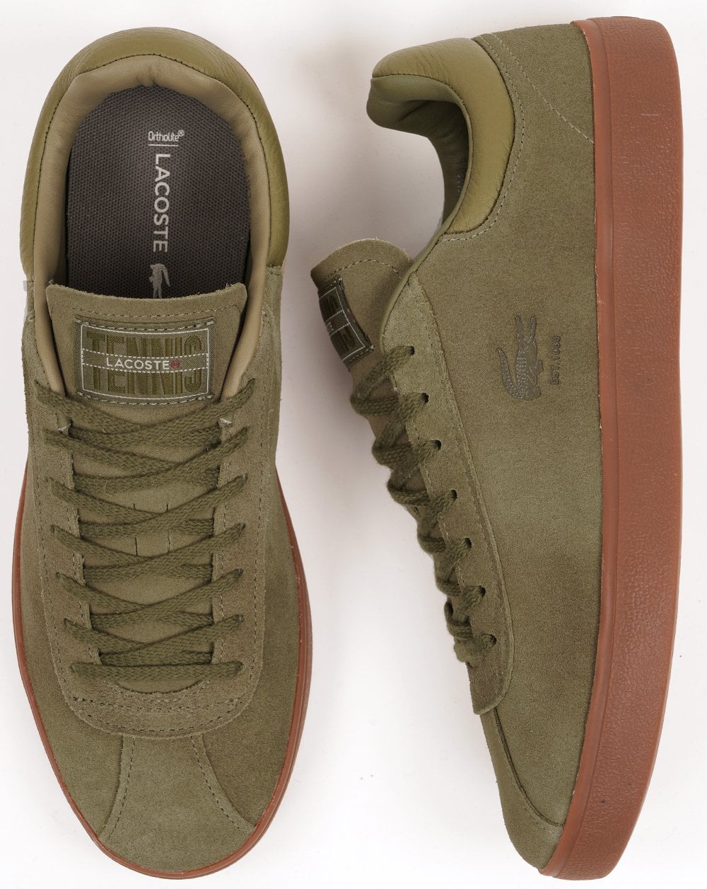 Lacoste Baseshot Trainers Khaki/Gum - Image 3