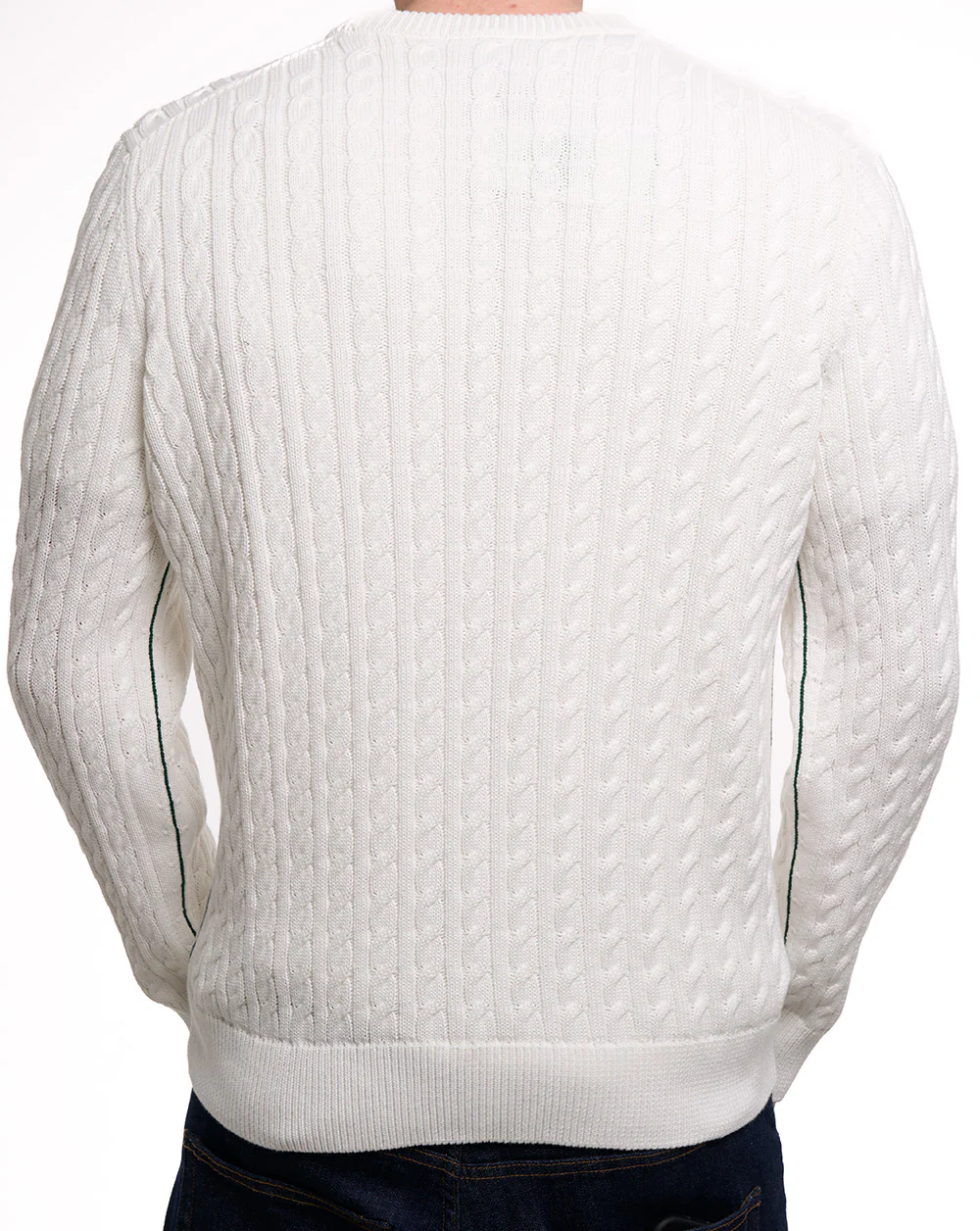 Lacoste Cable Knit Cotton Jumper Flour - Image 4