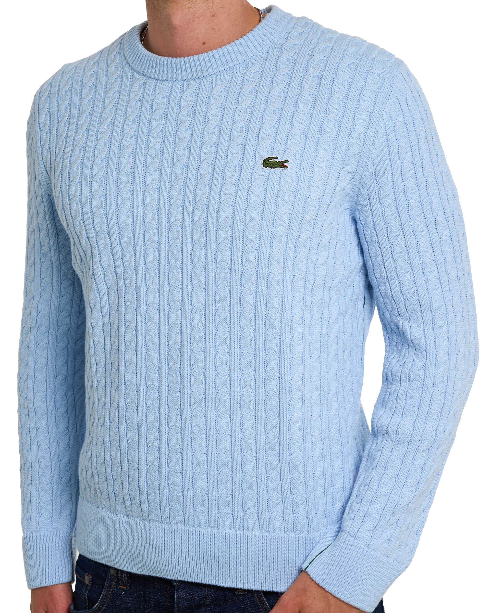 Lacoste Cable Knit Jumper Sky Blue - Image 5
