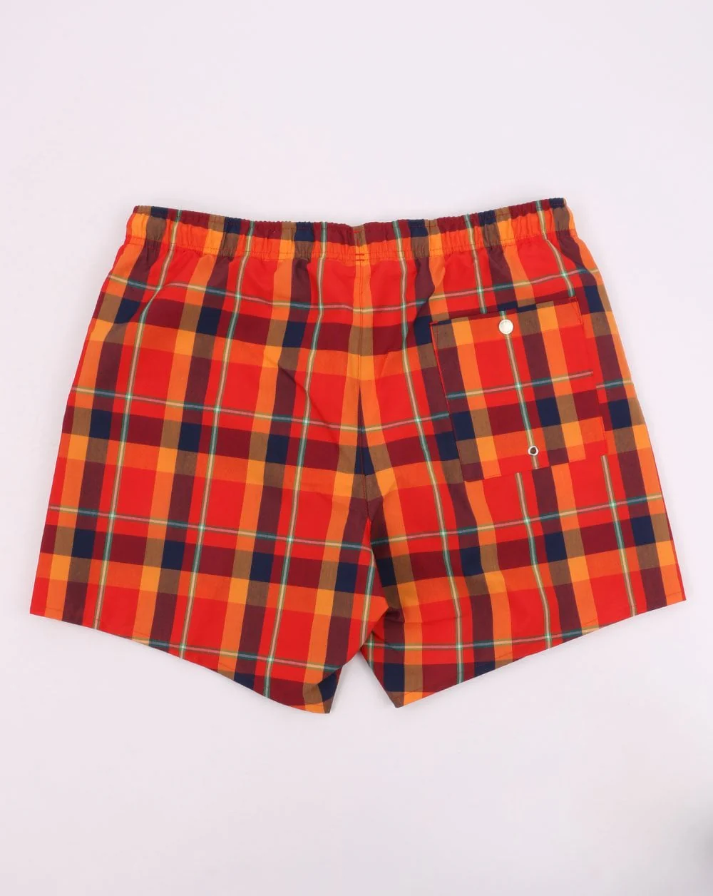 Lacoste Check Print Swim Shorts Red/Orange - Image 4