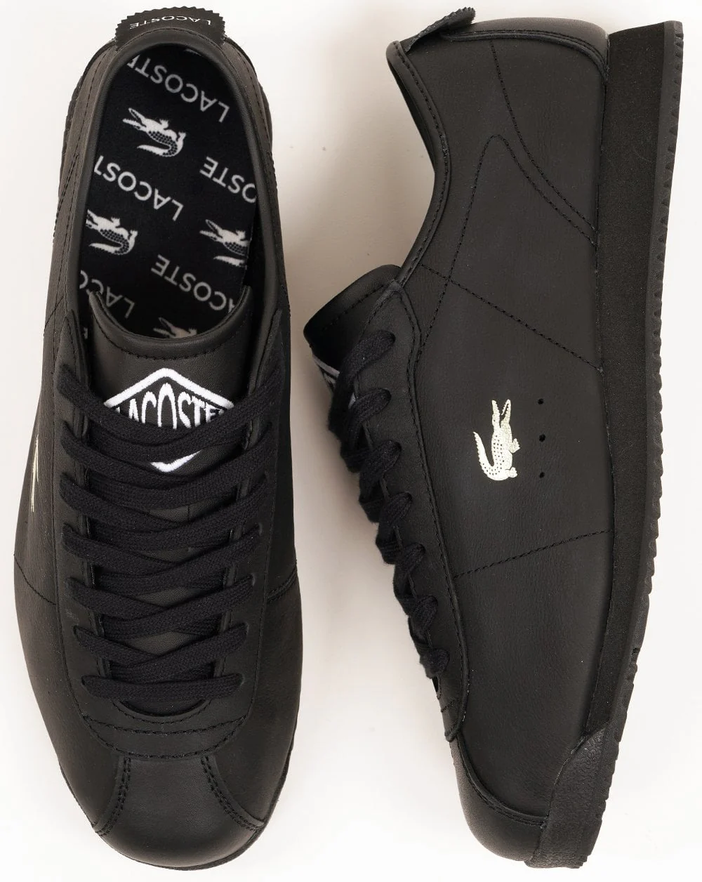Lacoste Club Low Leather Trainers Black - Image 2