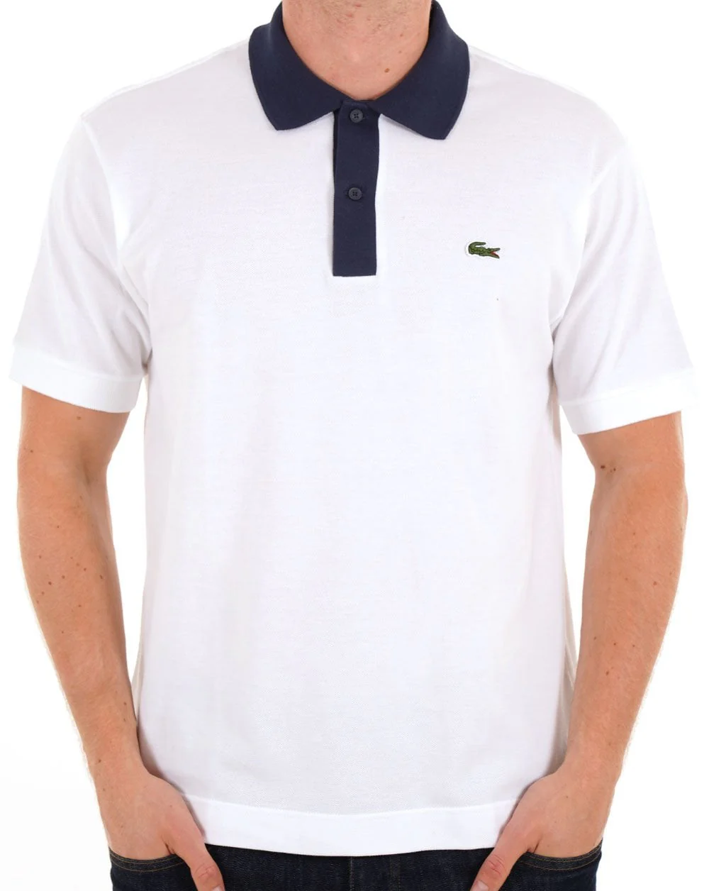 Lacoste Contrast Collar Polo Shirt White / Navy