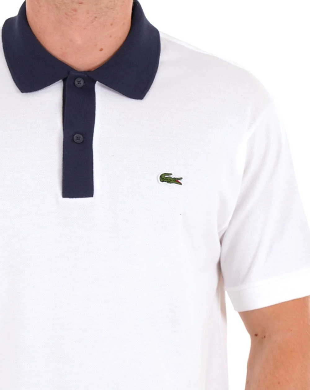 Lacoste Contrast Collar Polo Shirt White / Navy - Image 2