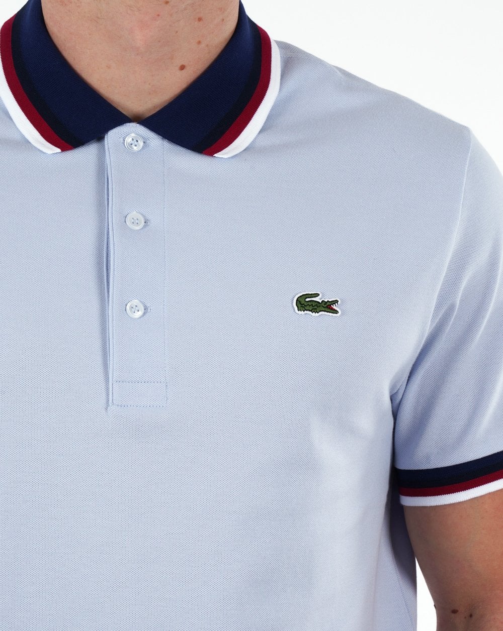 Lacoste Contrast Collar Polo Shirt Light Blue - Image 2