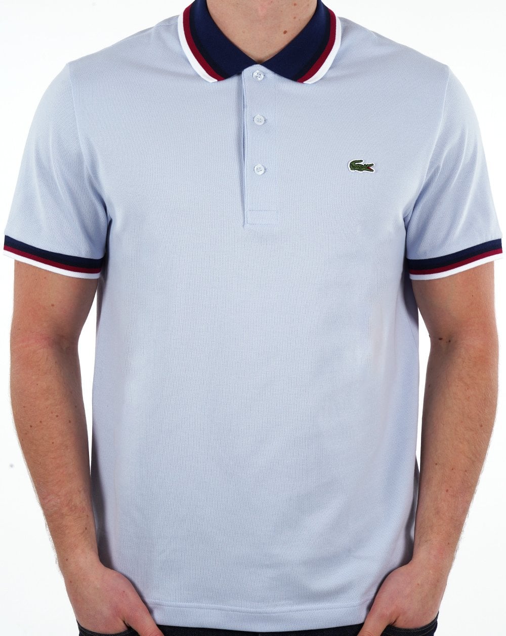 Lacoste Contrast Collar Polo Shirt Light Blue - Image 3