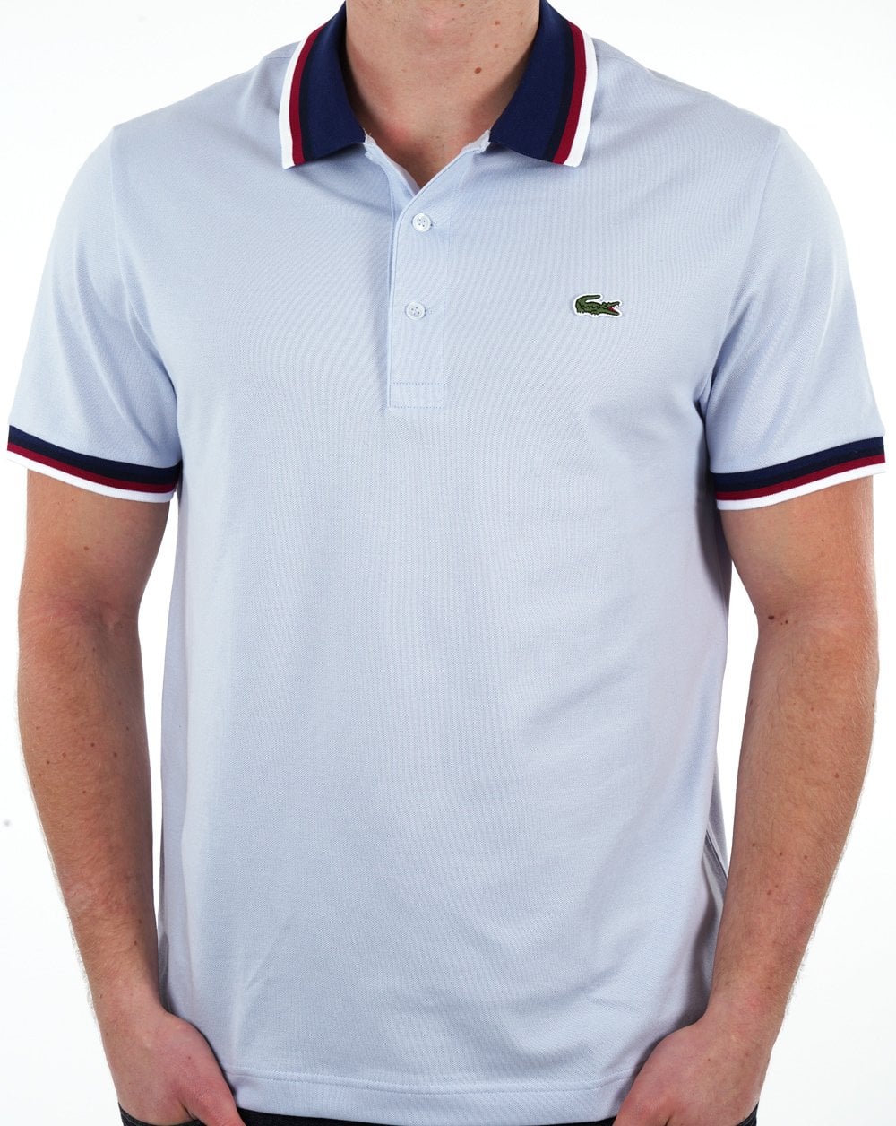 Lacoste Contrast Collar Polo Shirt Light Blue - Image 4