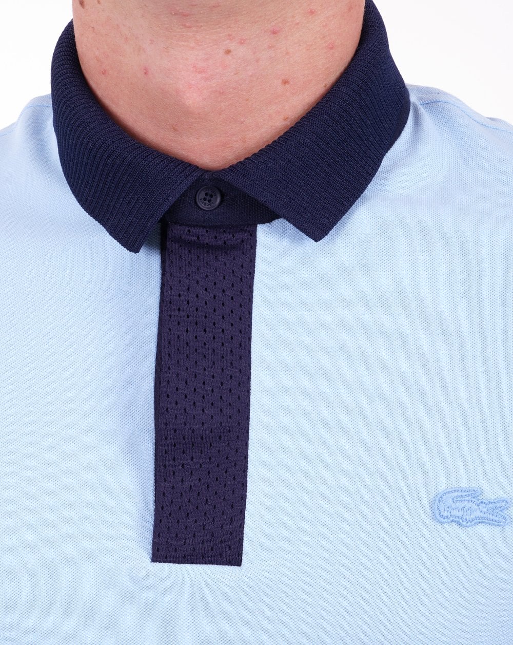 Lacoste Contrast Collar Polo Shirt Sky Blue/Navy - Image 2