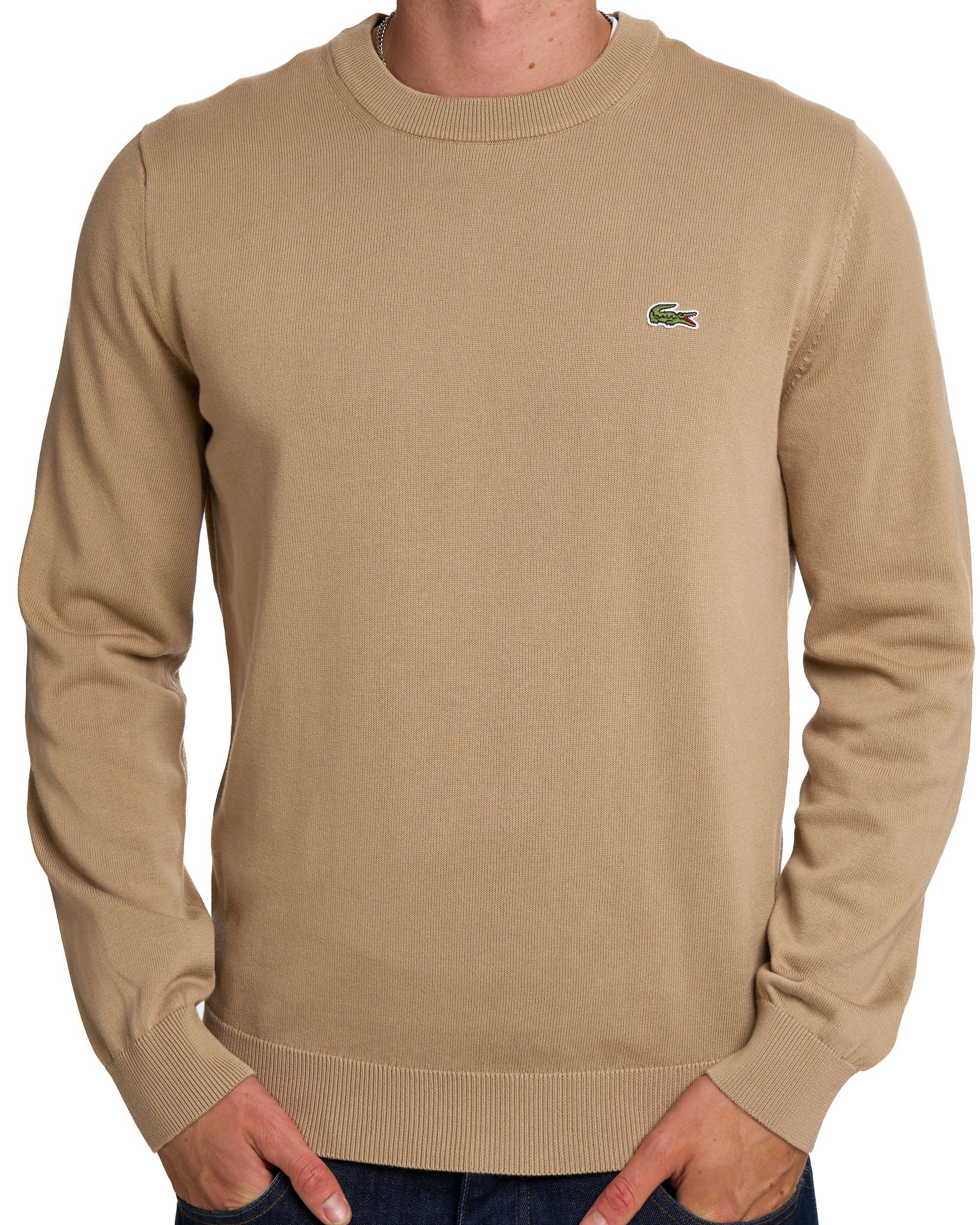 Lacoste Crew Neck Knit Jumper Camel - Image 3