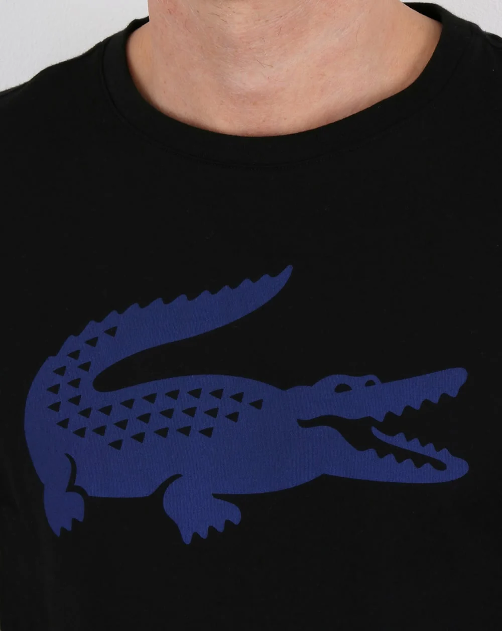 Lacoste Croc Print T Shirt Black/French Blue - Image 2