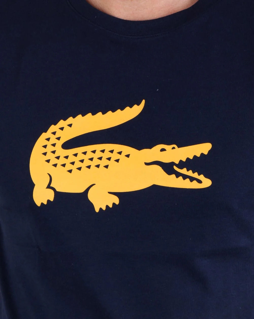 Lacoste Croc Print T Shirt Navy/Yellow - Image 2