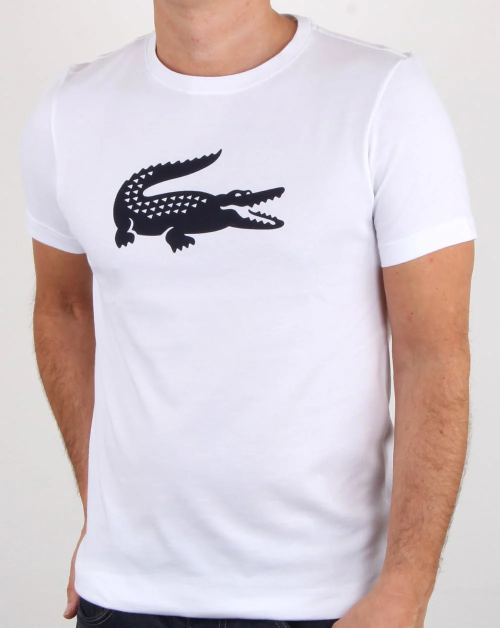 Lacoste Croc Print T Shirt White/navy - Image 3