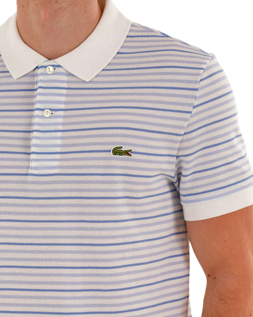 Lacoste Fine Stripe Polo Shirt Blue/Off White