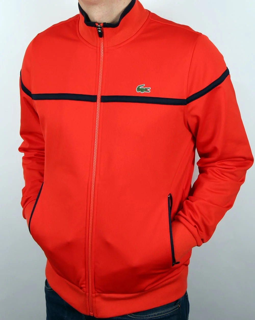 Lacoste Fine Stripe Track Top Etna Red/navy - Image 2