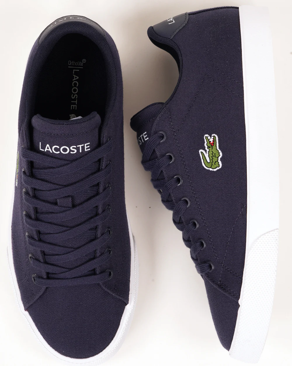 Lacoste Lerond Set Canvas Trainers Navy/White - Image 4