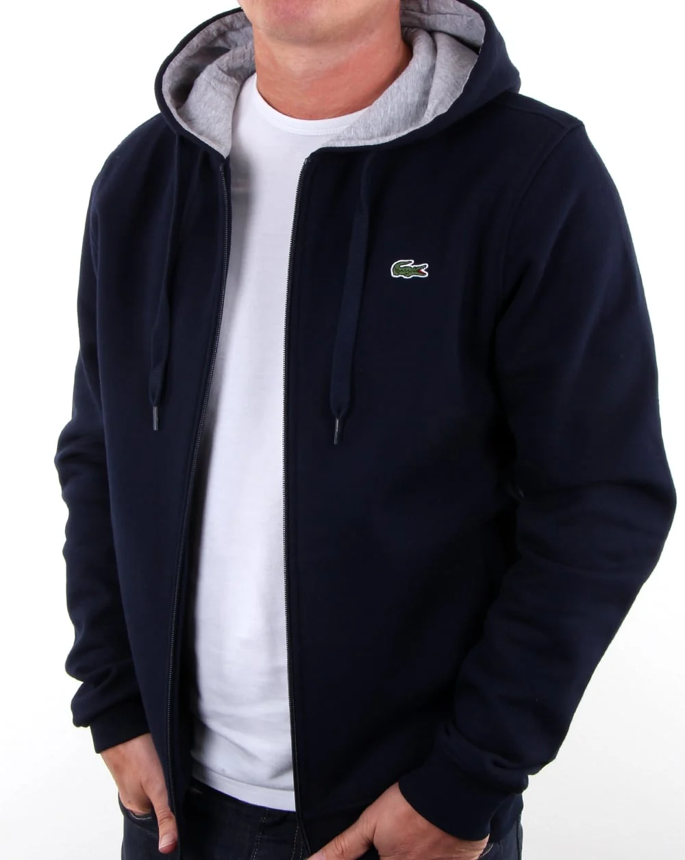 Lacoste Full Zip Hooded Sweat Navy - Image 3