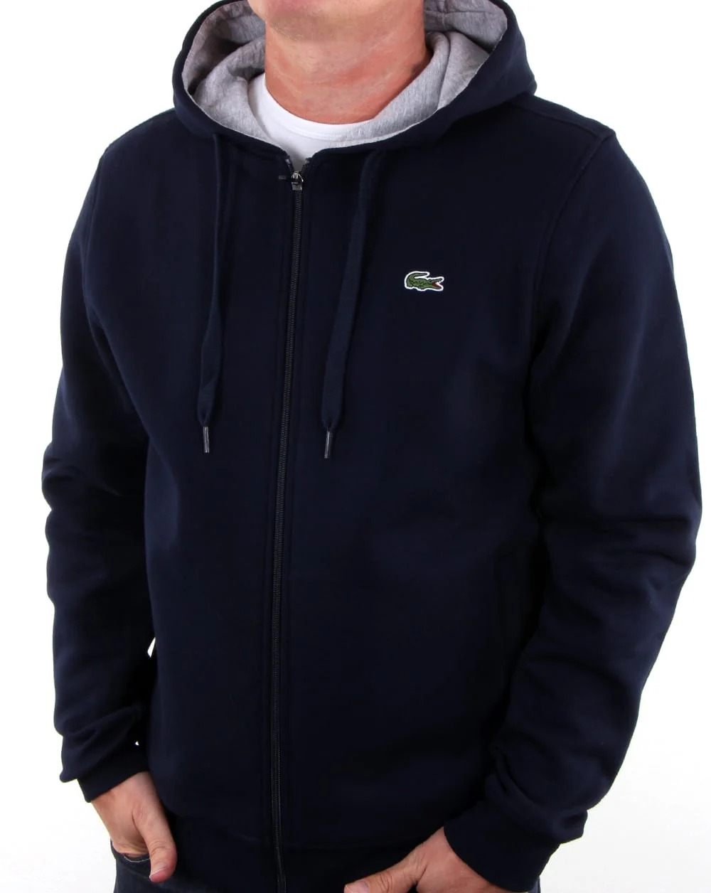 Lacoste Full Zip Hooded Sweat Navy - Image 4