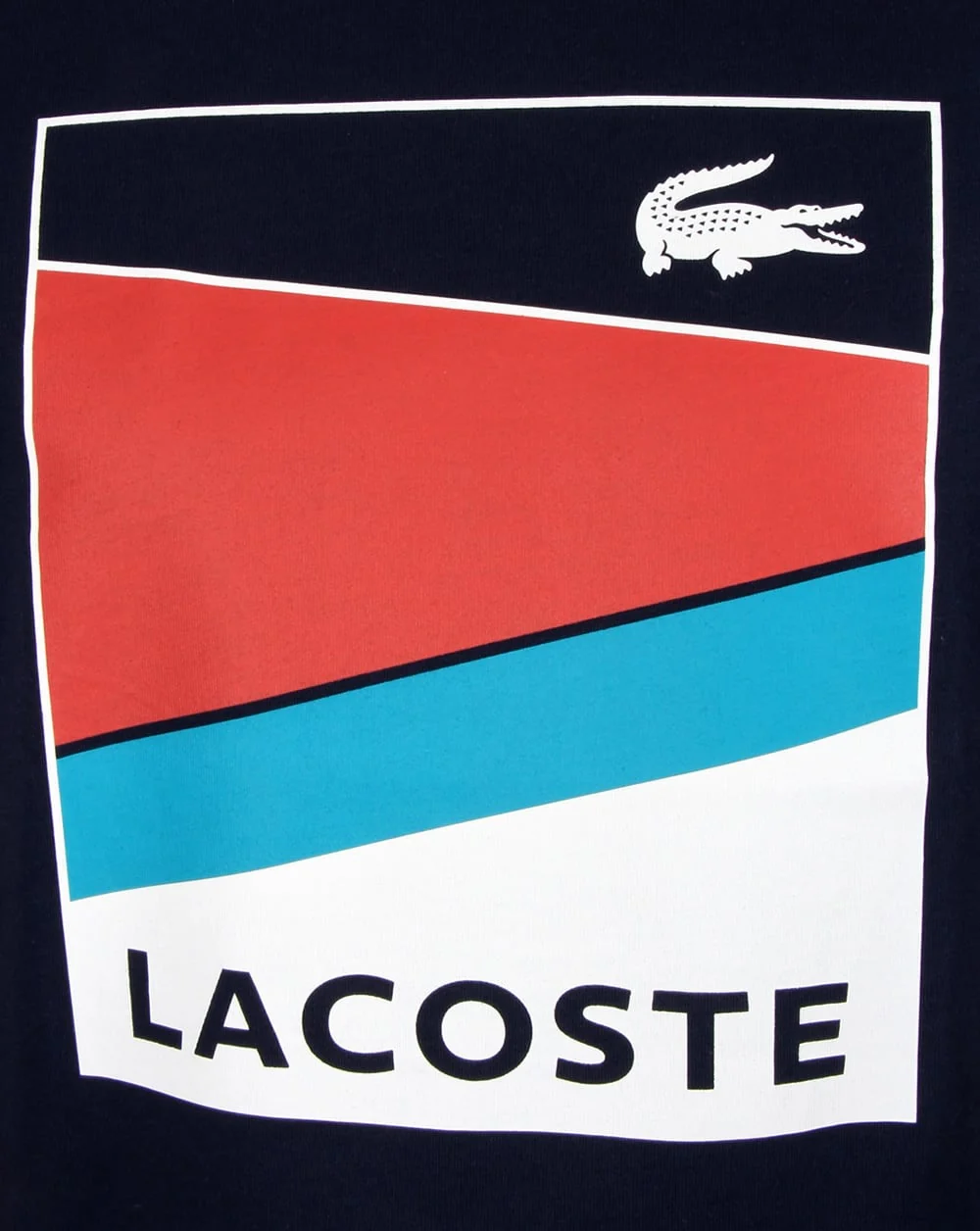 Lacoste Geometric Print T Shirt Navy/etna Red - Image 2