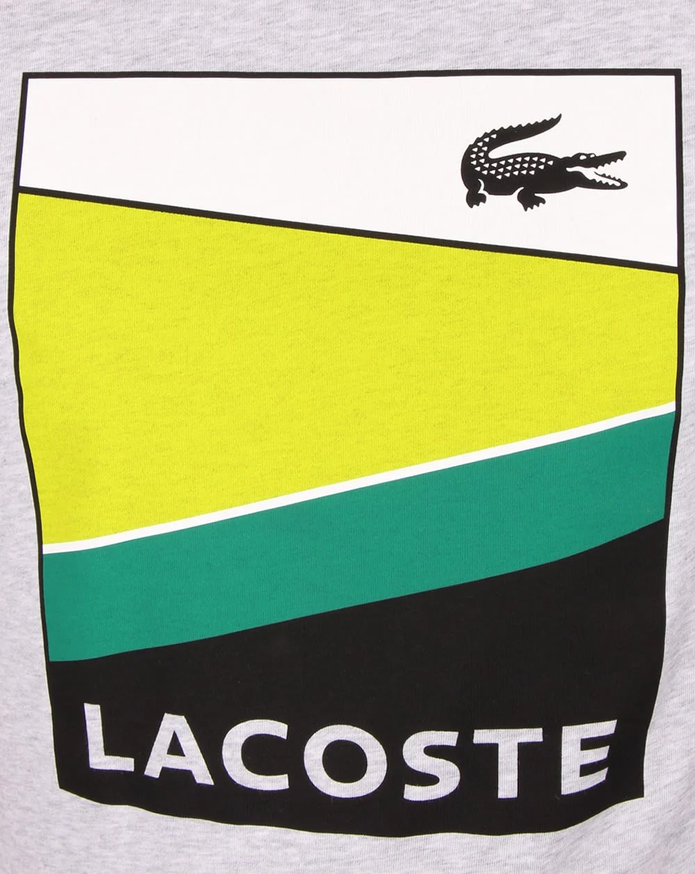 Lacoste Geometric Print T Shirt Silver Chine/white - Image 2