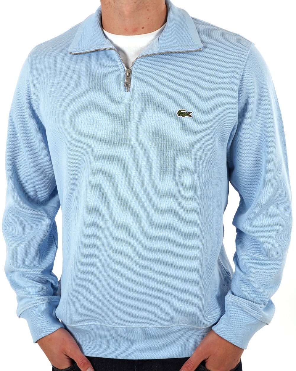 Lacoste Half Zip Sweatshirt Sky Blue - Image 3