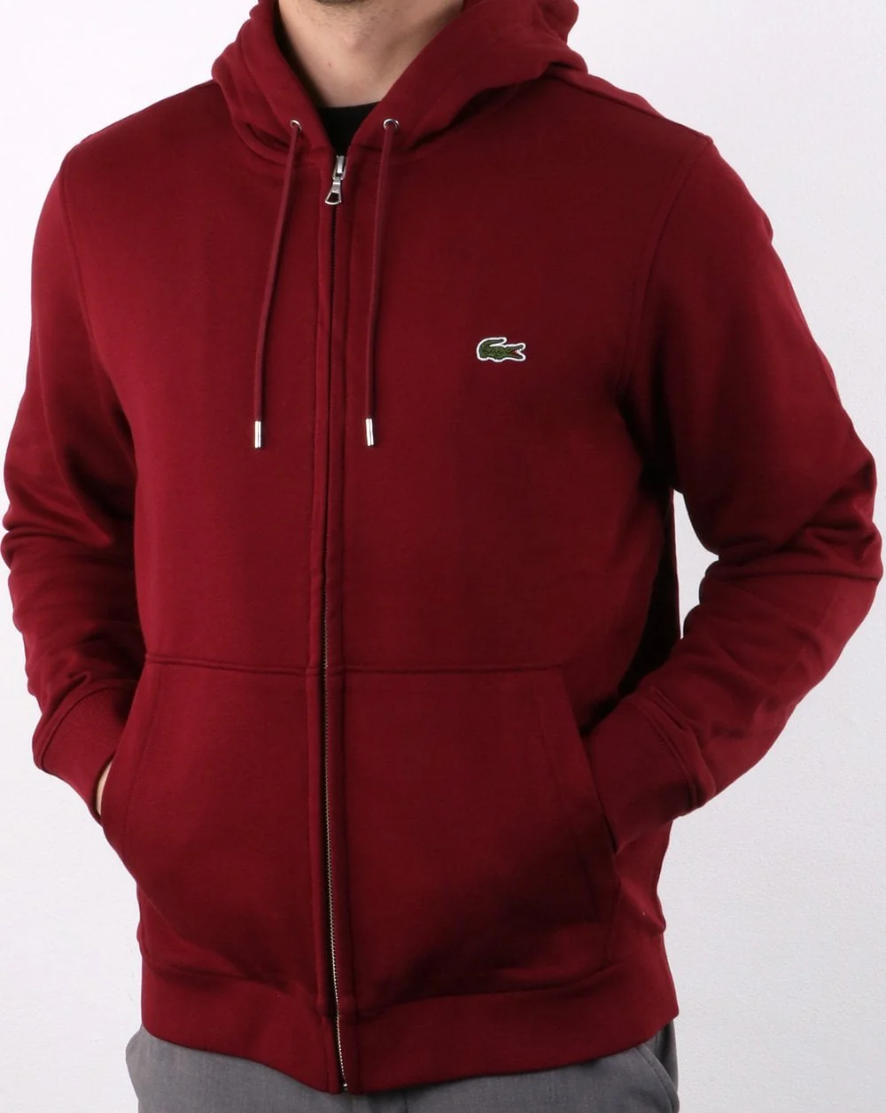 Lacoste Hooded Full Zip Sweatshirt Deep Red - Image 3