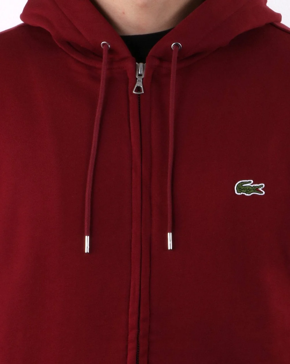 Lacoste Hooded Full Zip Sweatshirt Deep Red - Image 4