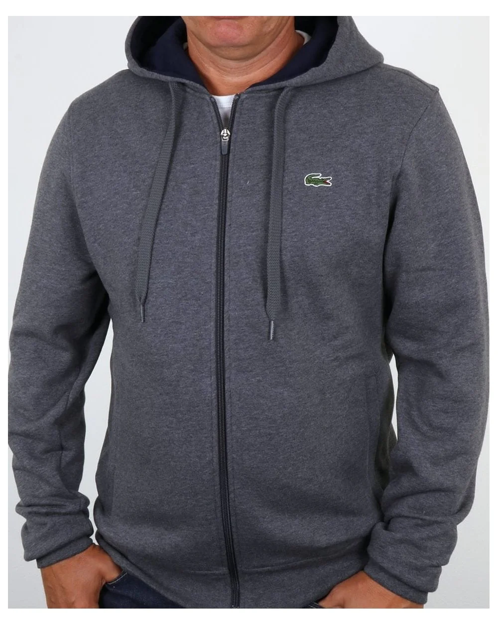 Lacoste Hooded Full Zip Sweatshirt Pitch/Navy - Image 3