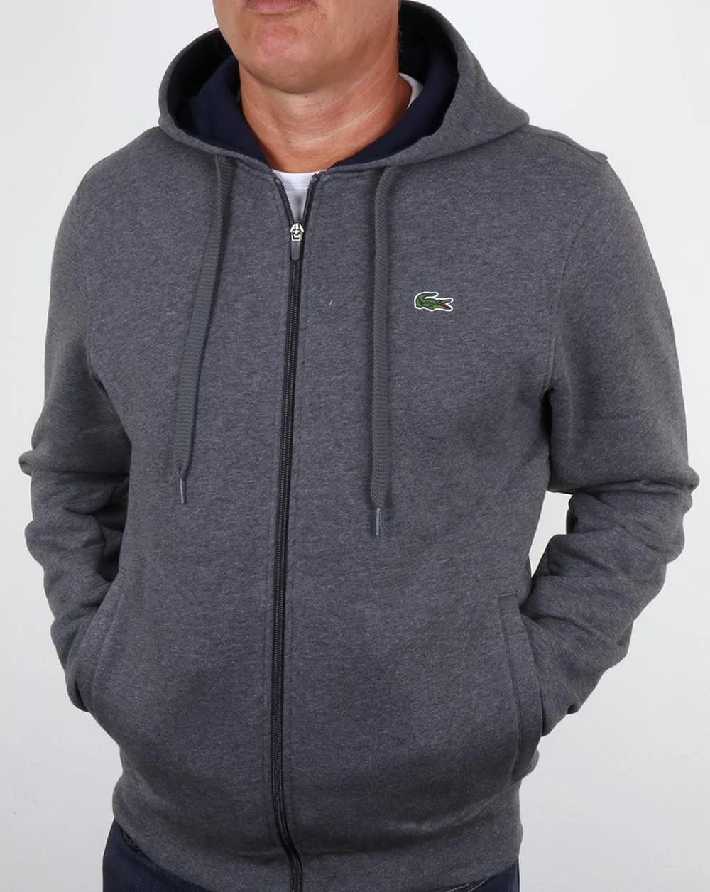 Lacoste Hooded Full Zip Sweatshirt Pitch/Navy - Image 4