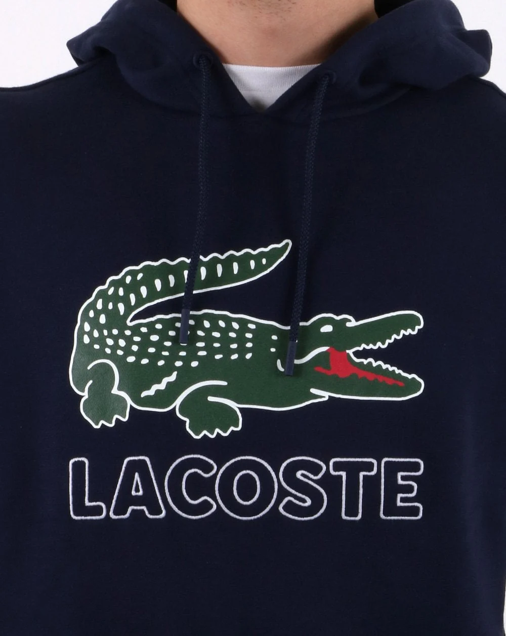 Lacoste Hooded Logo Sweatshirt Navy - Image 4