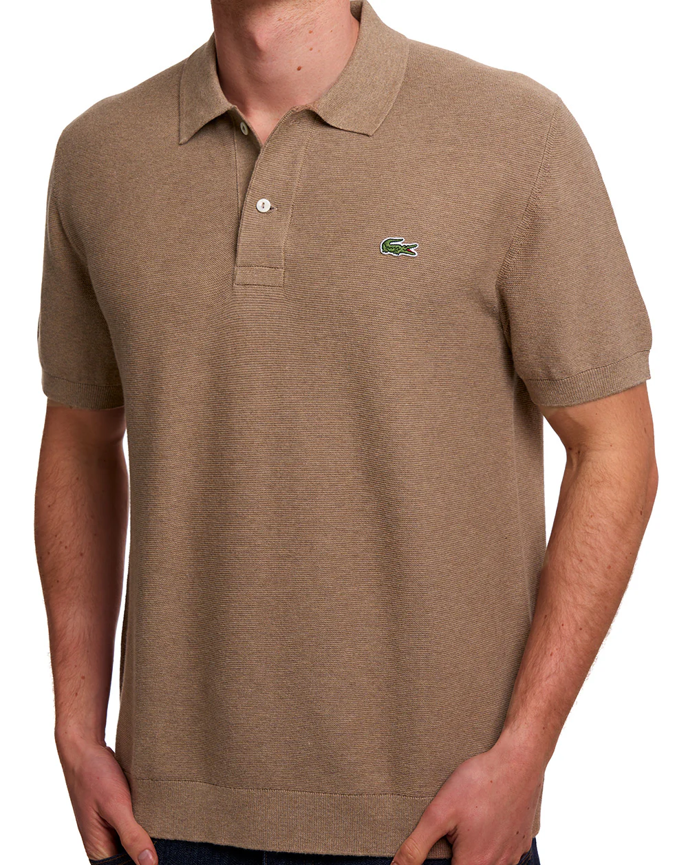 Lacoste Short Sleeve Knitted Polo Sand - Image 3