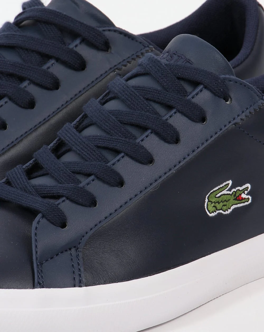Lacoste Lerond Leather Trainers Navy - Image 4