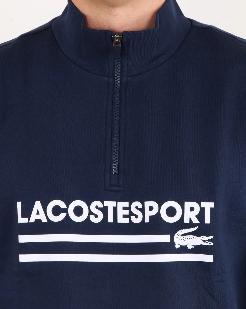 Lacoste Logo Half Zip Sweat Navy/white - Image 3
