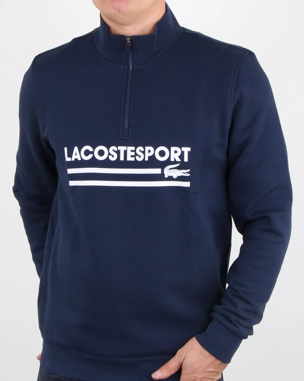 Lacoste Logo Half Zip Sweat Navy/white - Image 4