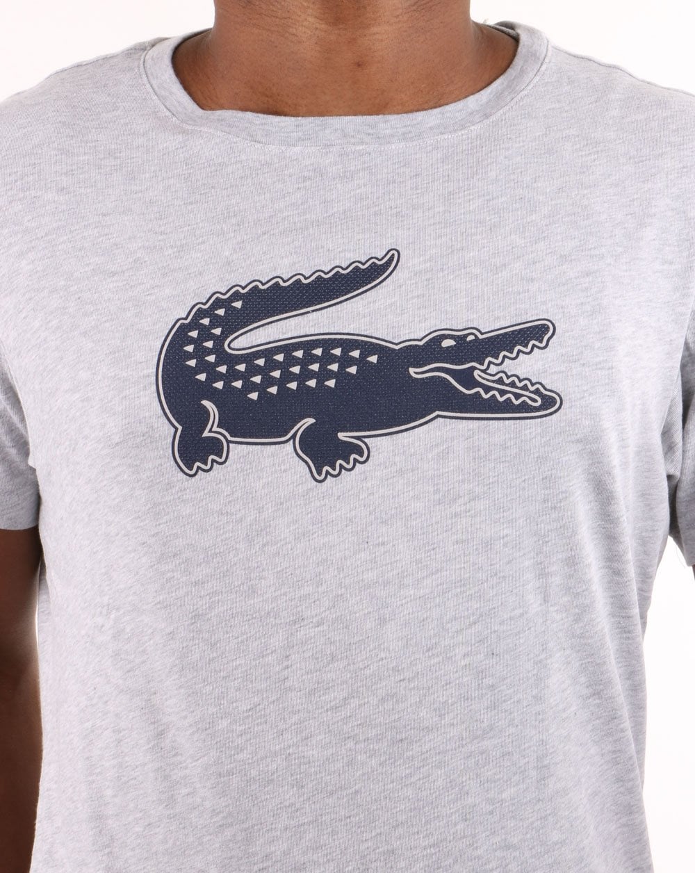 Lacoste Logo T-shirt Silver Chine/Navy - Image 3