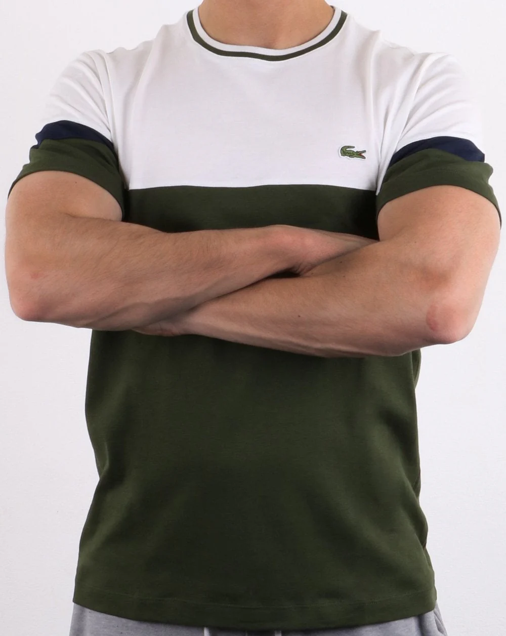 Lacoste Logo T-shirt White & Olive - Image 3